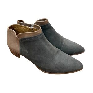 Alberto Fermani Serafina Grey Suede Taupe Leather Ankle Bootie Italy 39 US 9